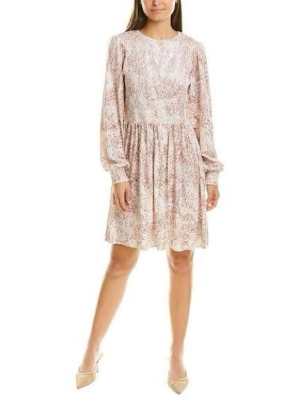 Tyler Boe Celeste Velvet A-Line Smocked Dress Womens Large Pink